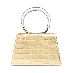 Lucite Quad Croc-Embossed Top Handle Bag