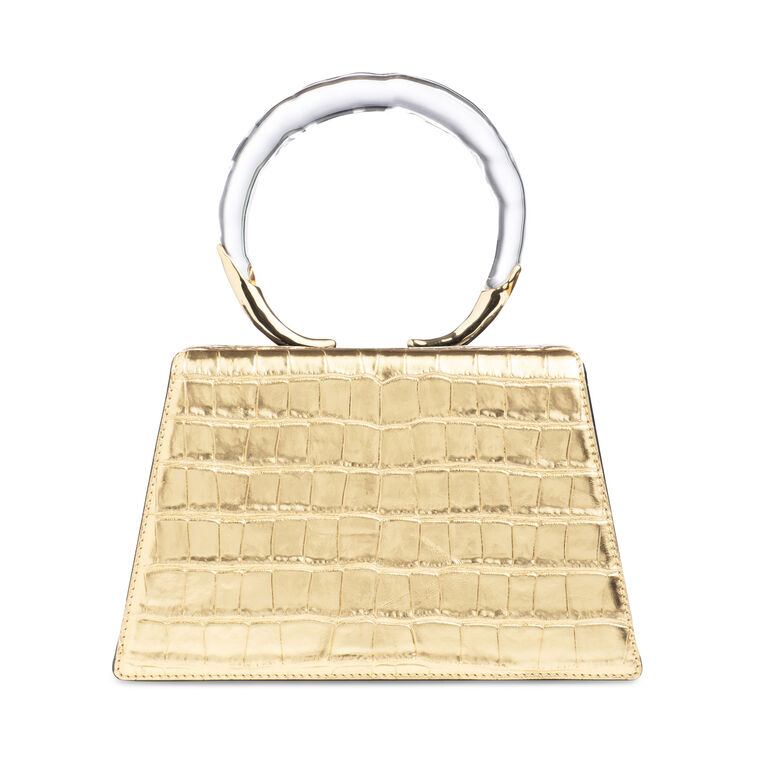 Lucite Quad Croc-Embossed Top Handle Bag image number null