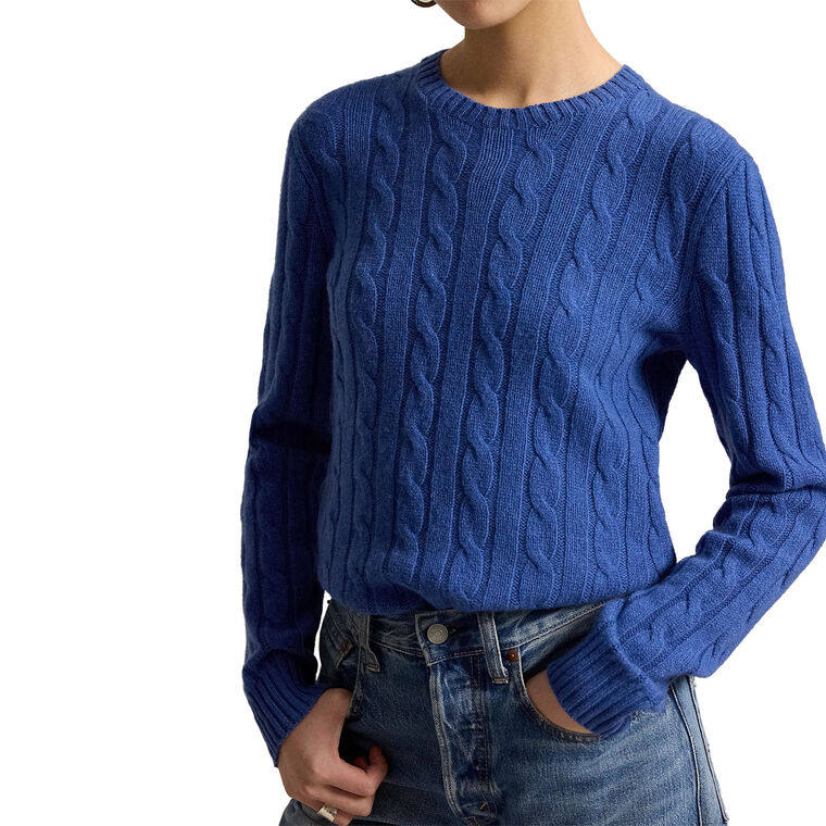 Cashmere Long Sleeve Cable Knit Sweater image number null