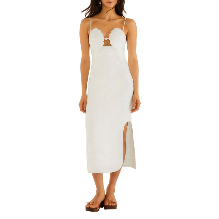 Sleeveless Shell Bodice Pearl Detail Midi Dress image number null