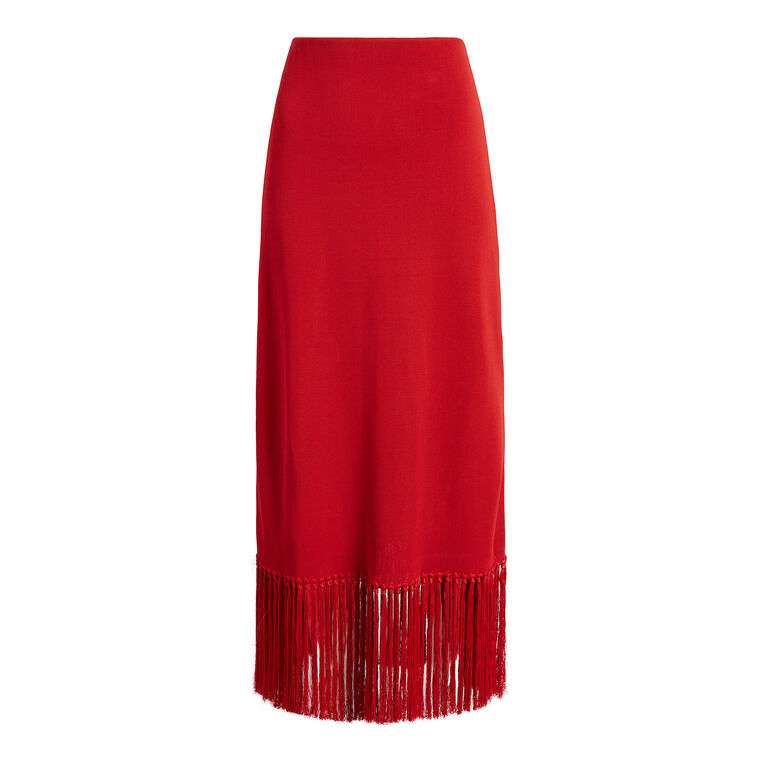 Knit Fringe Maxi Skirt image number null