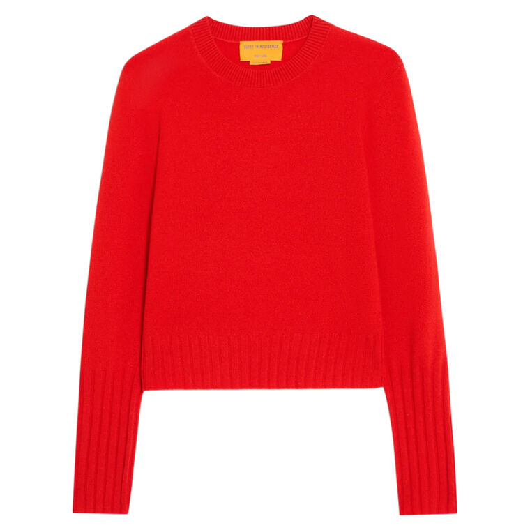 Shrunken Long Sleeve Cashmere Crewneck Sweater image number null