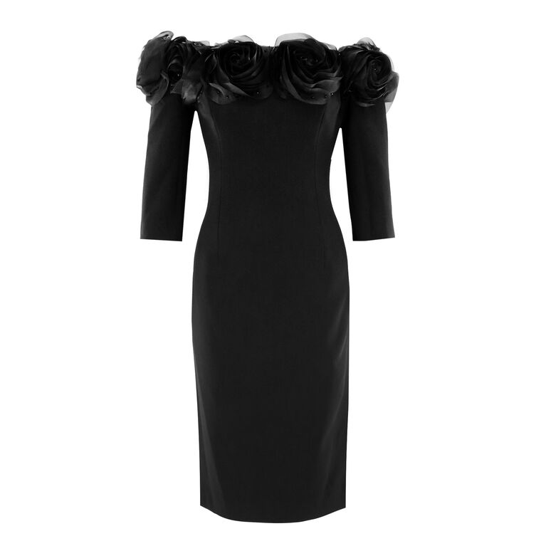 Off-The-Shoulder Ruffle Trim Dress image number null