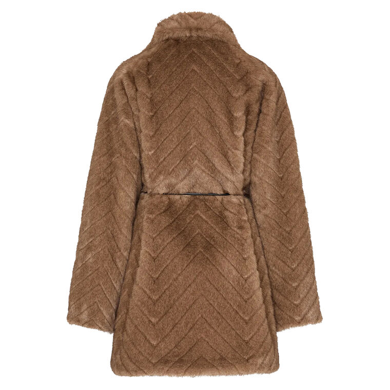 Dayna Belted Chevron Faux Fur Coat image number null