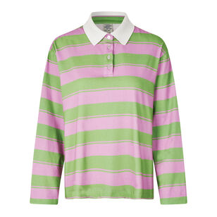 Jeanne Long Sleeve Striped Polo