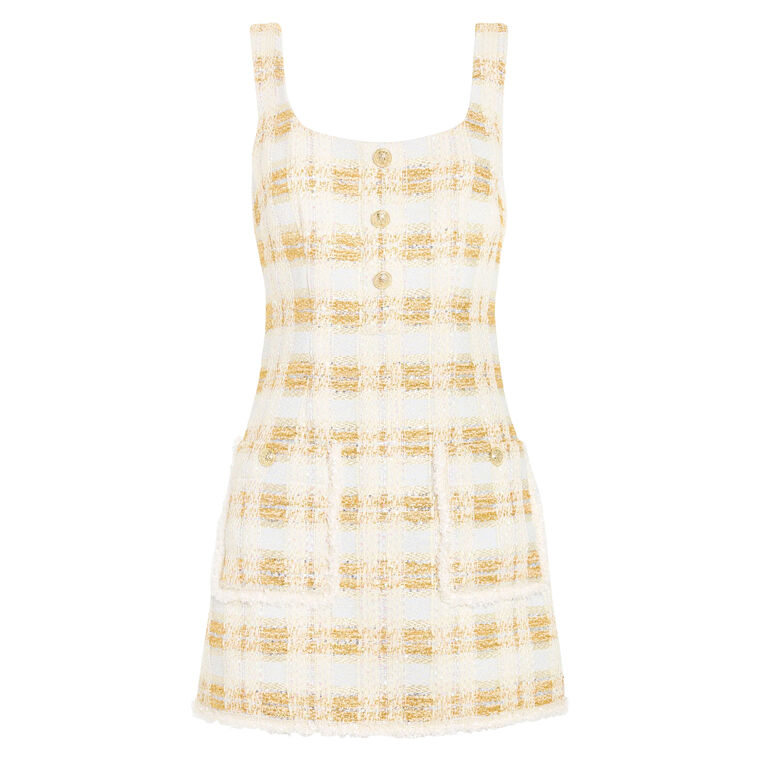 Michaela Sleeveless Lurex Tweed Mini Dress image number null