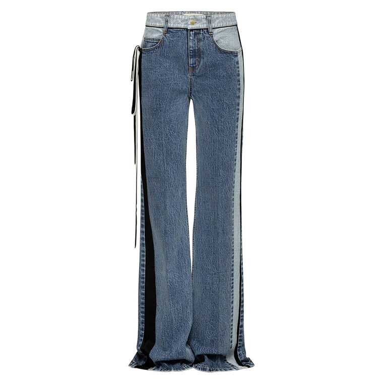 Ben Straight-Leg Satin Ribbon Detail Jeans image number null