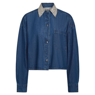 My Ex's Denim Shirt With Crystal Collar
