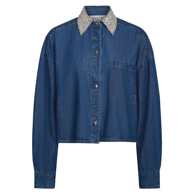 My Ex's Denim Shirt With Crystal Collar image number null