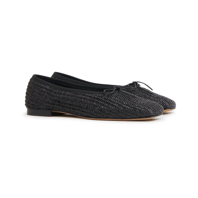 Raffia Square Toe Ballerina Flat image number null
