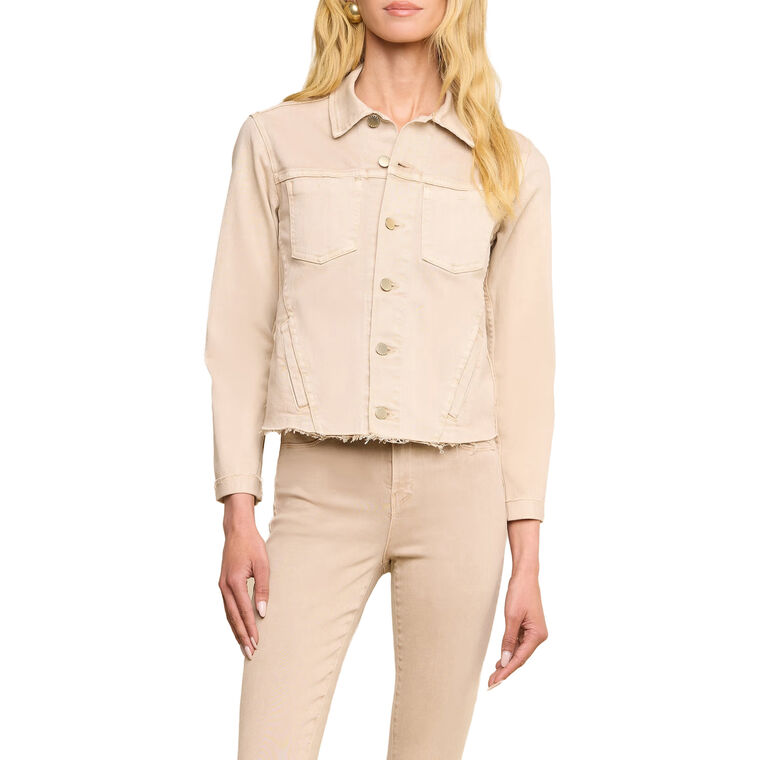 Janelle Slim Raw Hem Jean Jacket image number null