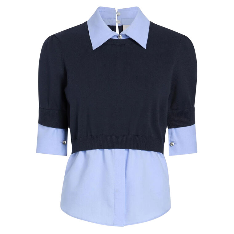 Capucine Collared Mixed Media Top image number null