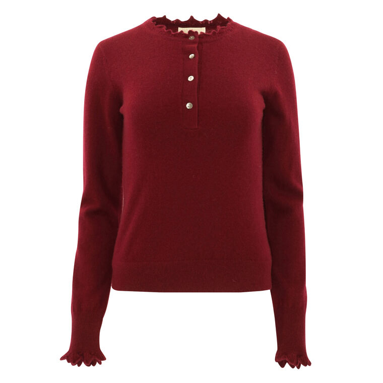 Reese Button Front Ruffle Sweater Top image number null