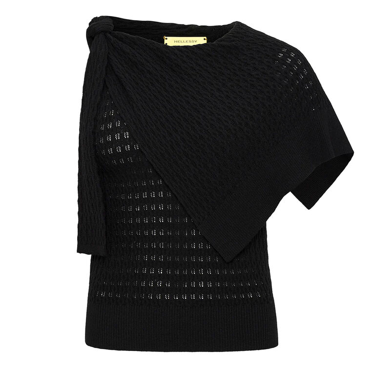 Dove Asymmetric Tie Knit Top image number null