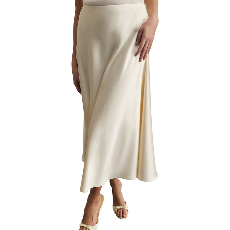 Beth Satin Bias Cut Midi Skirt image number null