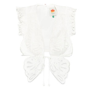 Butterfly Richelieu Cropped V-Neck Blouse