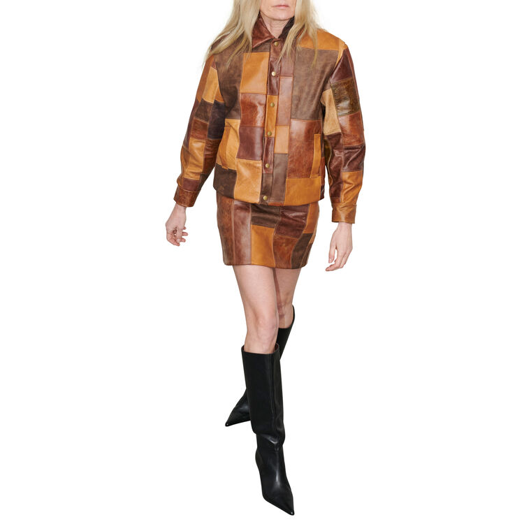 Bailey Patchwork Leather Bomber Jacket image number null