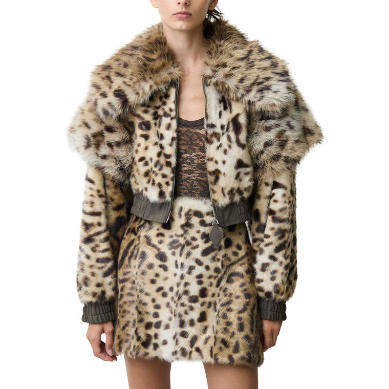 Valde Faux Fur Lynx Bomber Jacket image number null