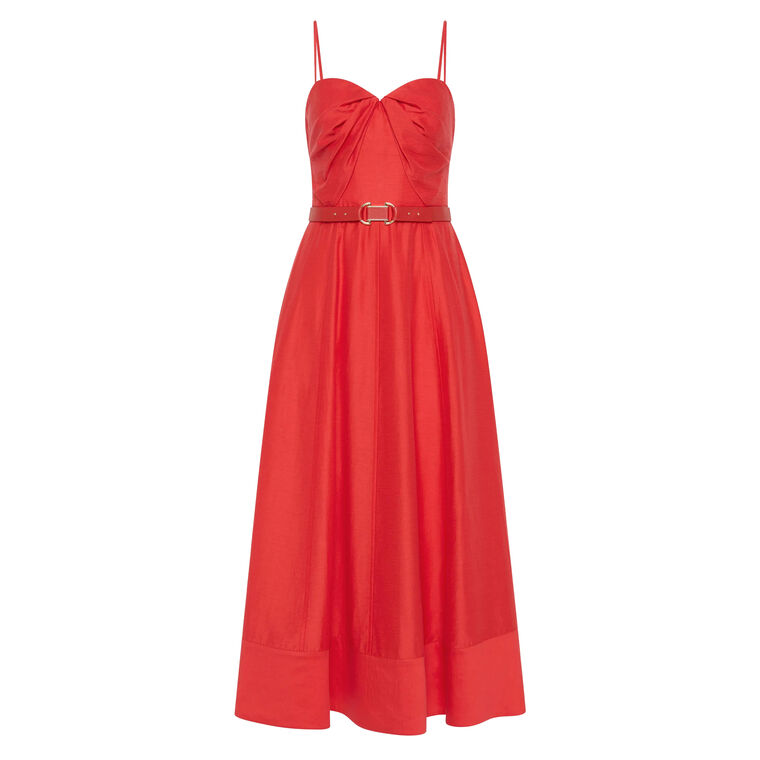 Pasteque Sleeveless Belted Midi Dress image number null