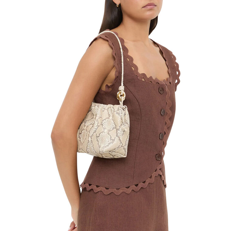 Kiri Snake-Embossed Leather Shoulder Bag image number null