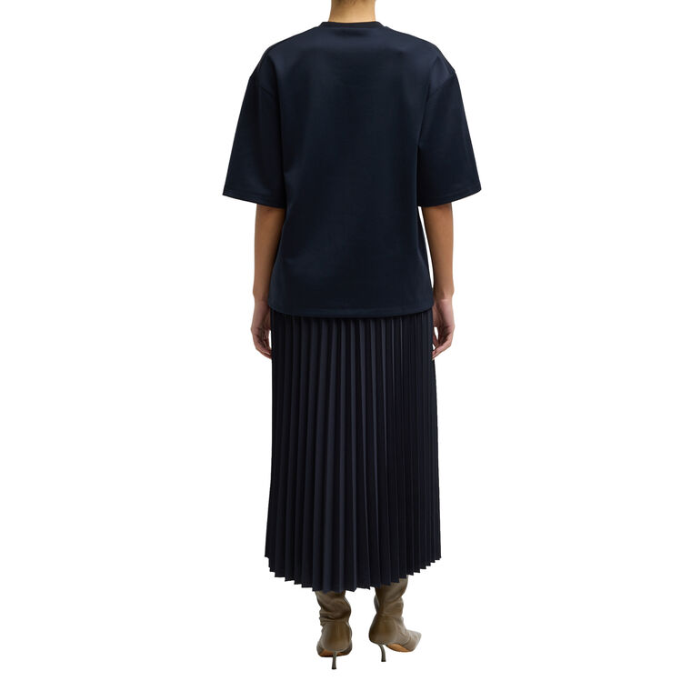 Tropical Wool Pleating Sunray Midi Skirt image number null