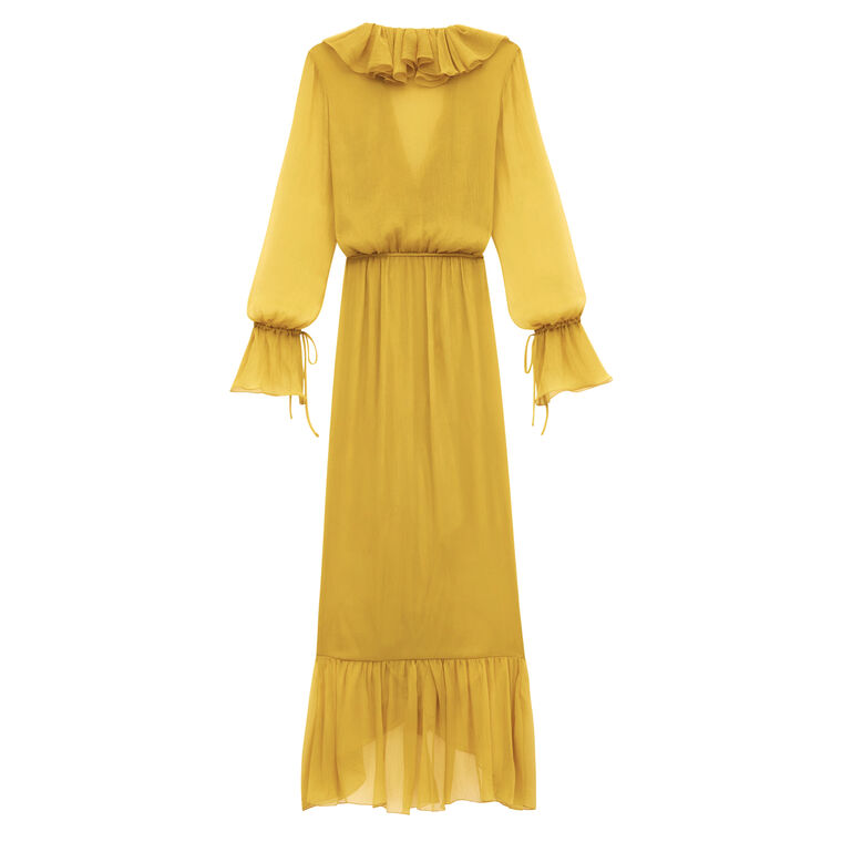 Ruffled Silk Wrap Dress image number null