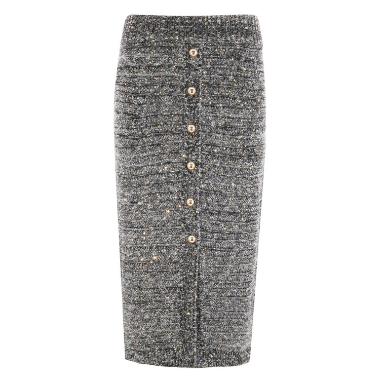 Tani Sequin Button-Front Midi-Skirt image number null