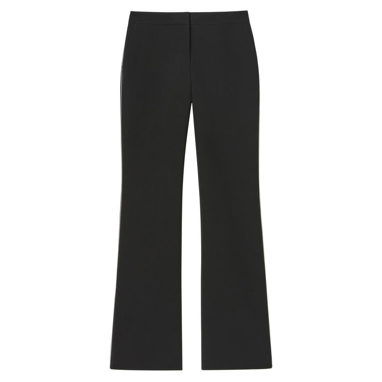 Crepe Piped Saint Marks Flared Pant With Continuous Stripe image number null