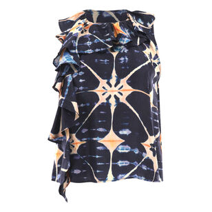 Nya Sleeveless Cascading Ruffle Silk Top