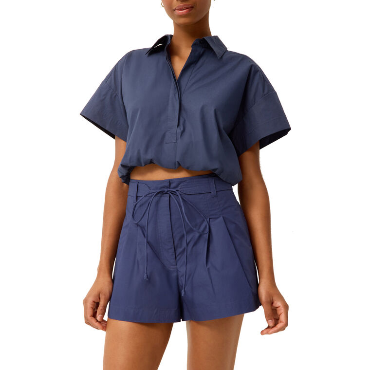Lander Pleated Belted Cotton Short image number null