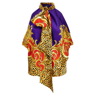 Cheetah Barocco Silk Lavalliere Top