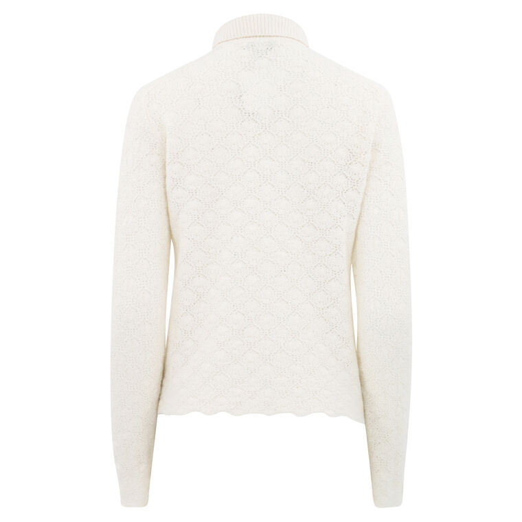 Italian Wool-Blend Lace-Stitch Polo Sweater image number null