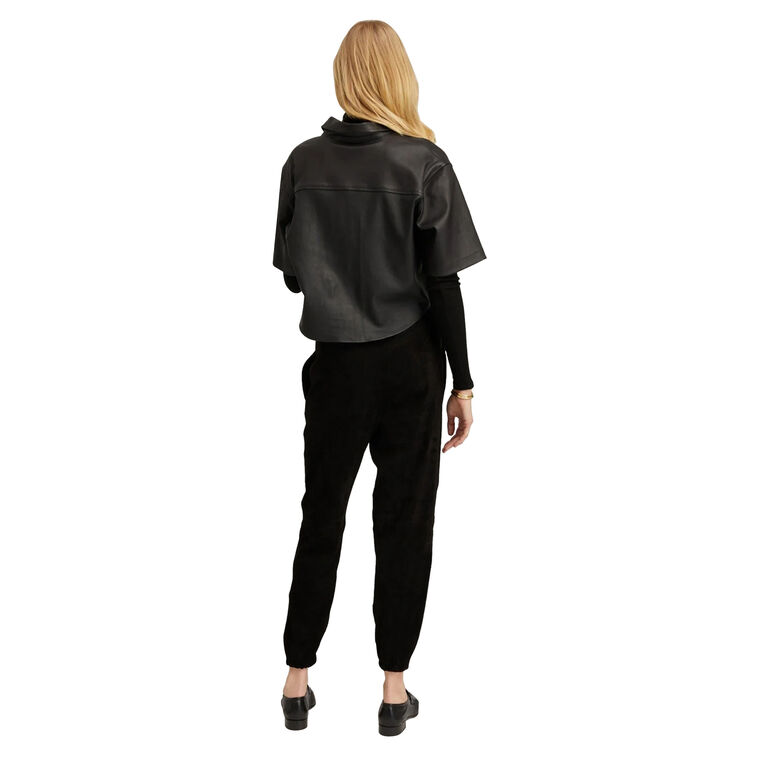 Cropped Oversized Henley Shirt image number null