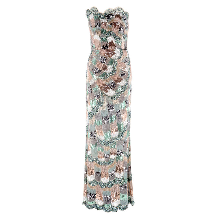 Strapless Embellished Maxi Dress image number null