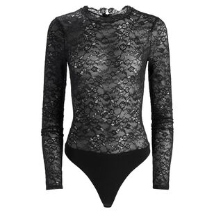 Taeyn Long Sleeve Lace Crew Neck Bodysuit