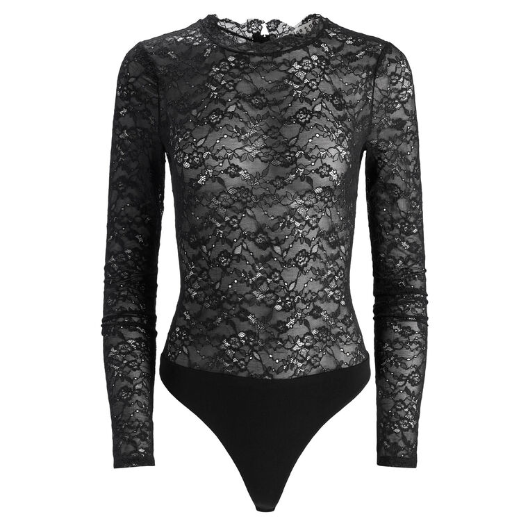 Taeyn Long Sleeve Lace Crew Neck Bodysuit image number null
