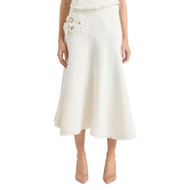 Henriette Crunchy Flower Tweed Midi Skirt image number null