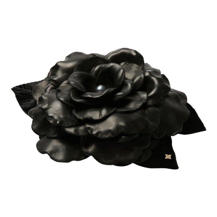 Large Leather Gardenia Brooch image number null
