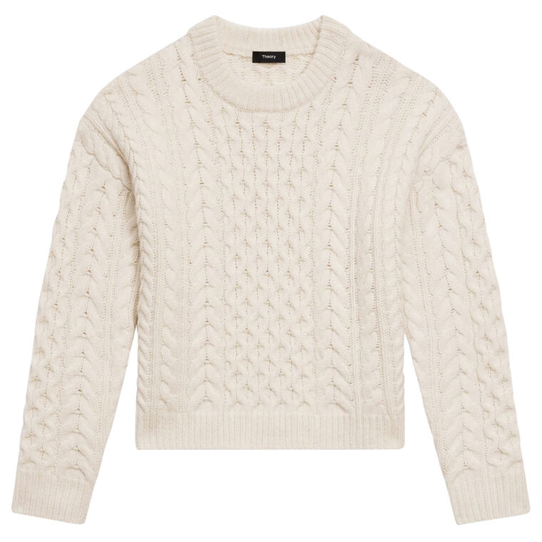 Wool-Cashmere Cable Knit Aran Sweater image number null