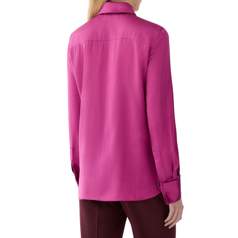 Long Sleeve Silk Charmeuse French Cuffed Blouse image number null