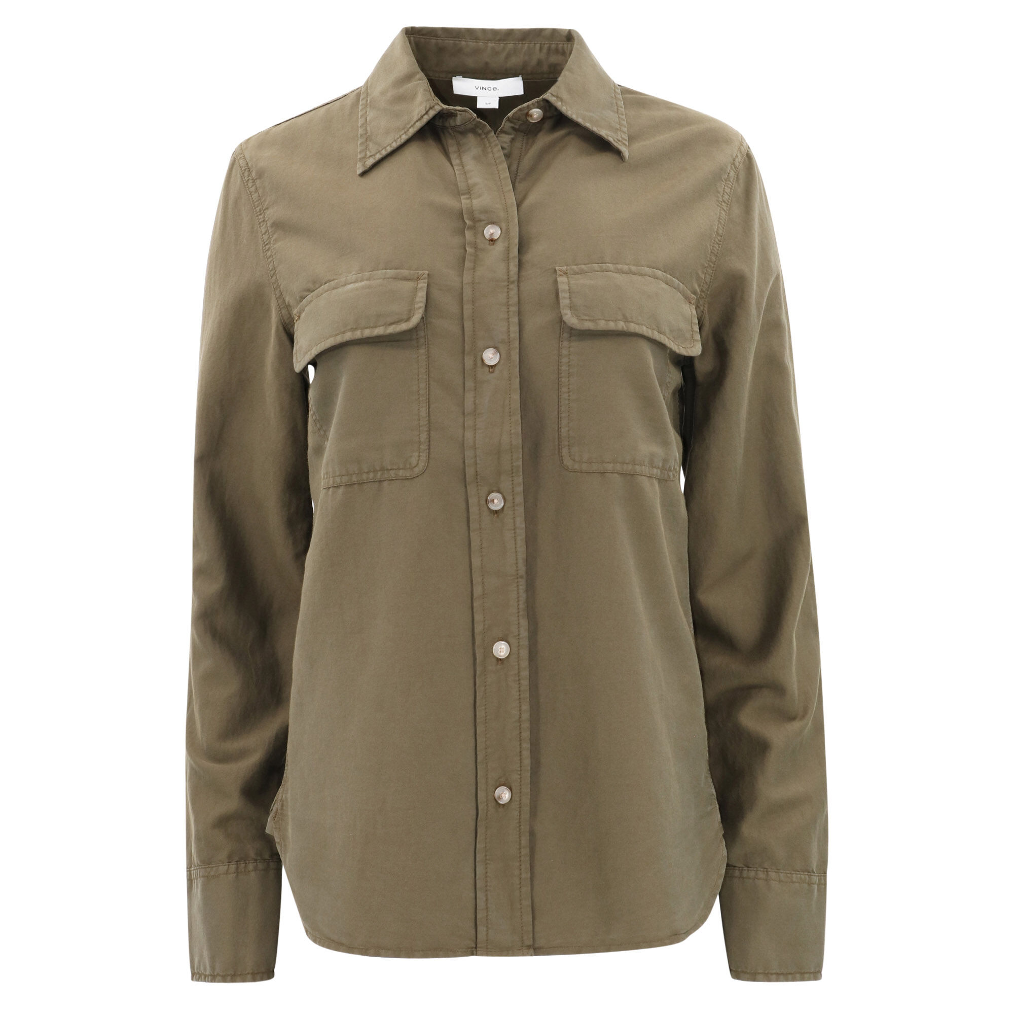 Cotton-Silk Utility Long-Sleeve Shirt