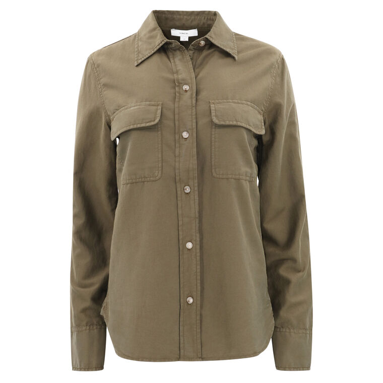 Cotton-Silk Utility Long-Sleeve Shirt image number null
