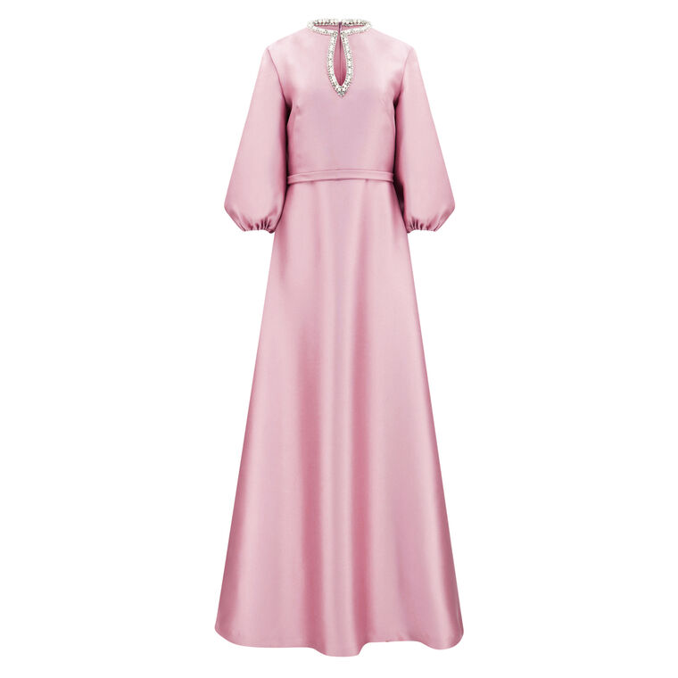 Keyhole Neckline Mikado Gown image number null