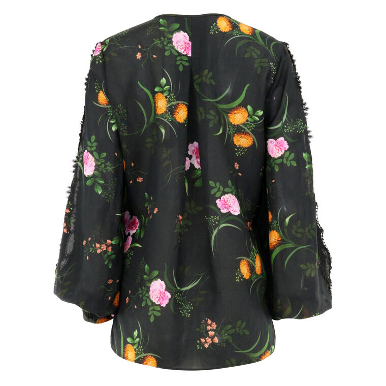Ren Floral Lace-Trim Long Sleeve Blouse image number null