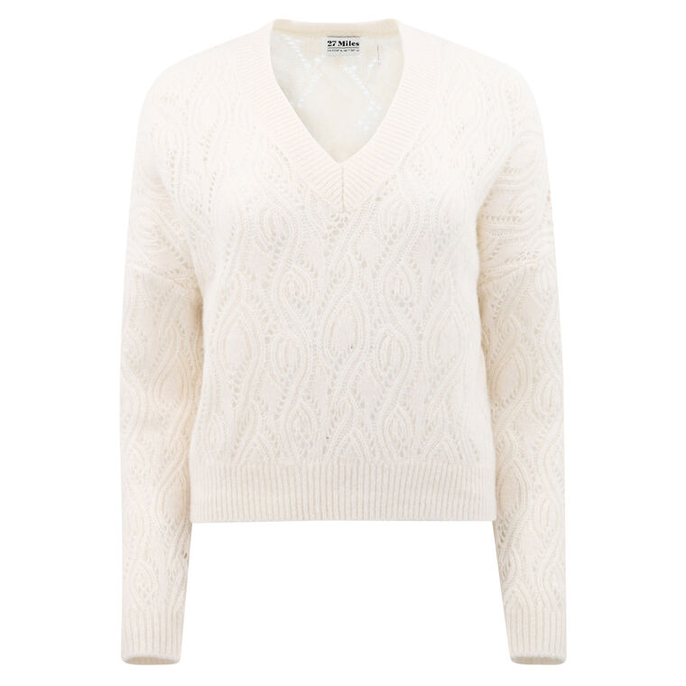 McKinnon Pointelle V-Neck Sweater image number null
