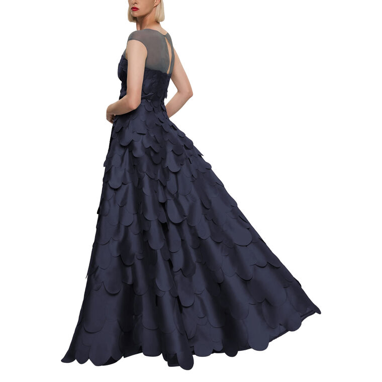 Petal Applique Illusion Neckline Gown image number null