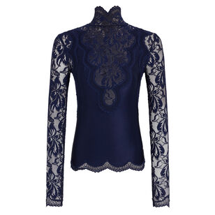 Long Sleeve Lace Turtleneck Top