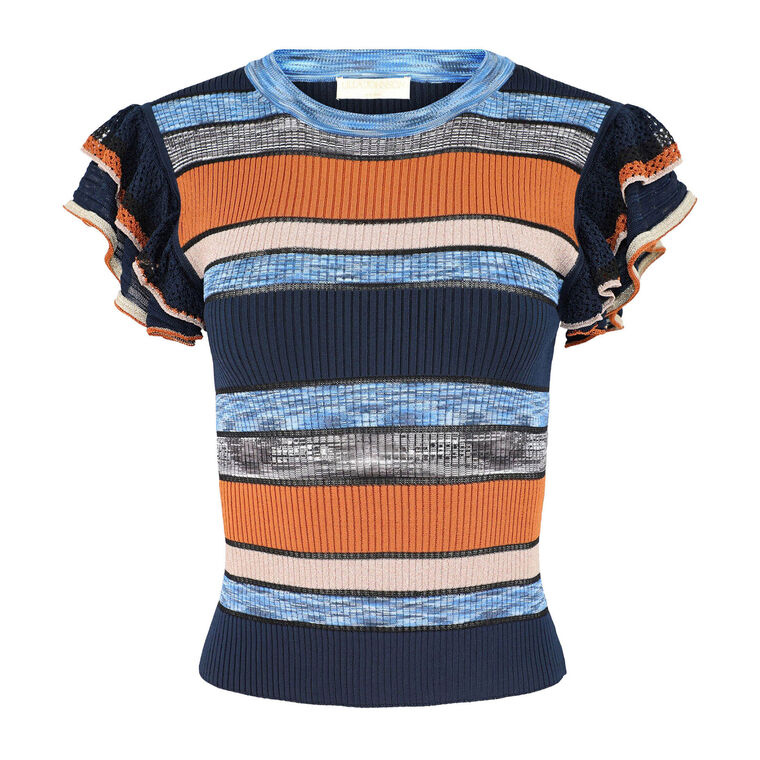 Cecile Striped Sleeveless Knit Top image number null