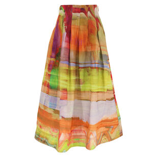 Alessandra Painterly Linen-Blend Maxi Skirt
