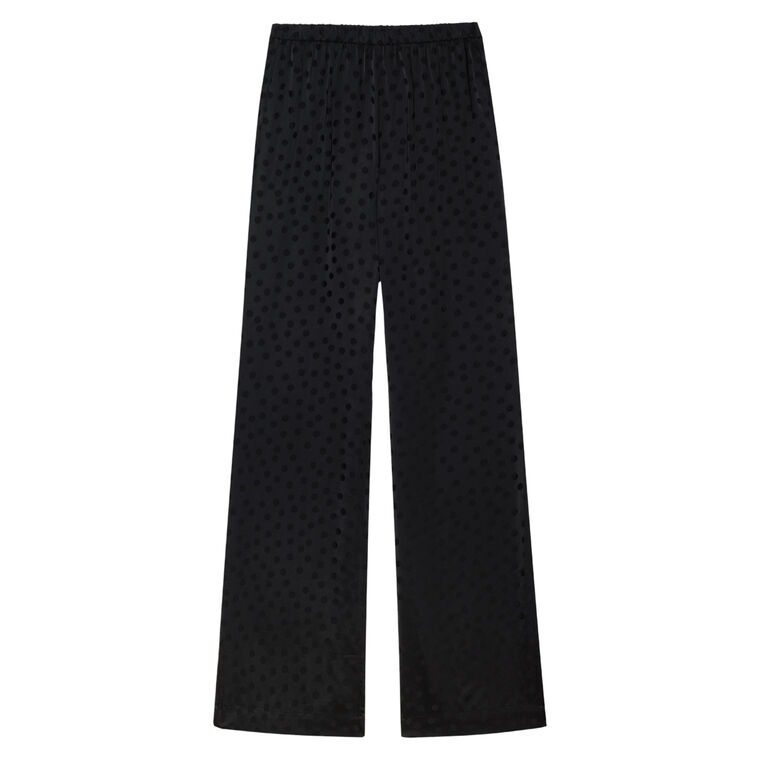 Elain Mid-Rise Jacquard Dot Slim Wide-Leg Pant image number null